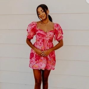 Floral Puff Sleeve Mini Dress